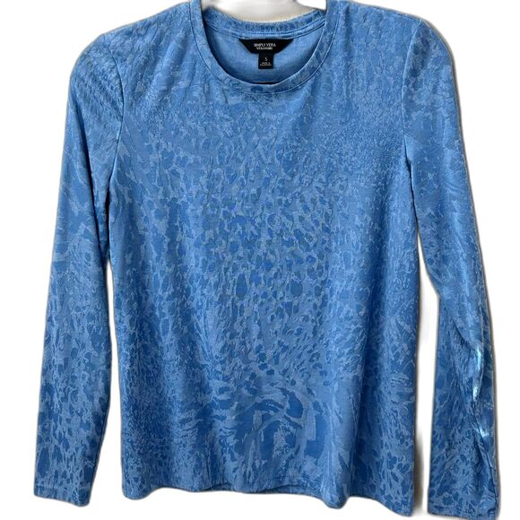 Simply Vera Vera Wang Top Women’s Size Small Color Blue Leopard Print Pattern - Picture 1 of 10